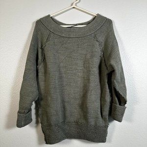Free People Green Heavyweight Raw Sweater